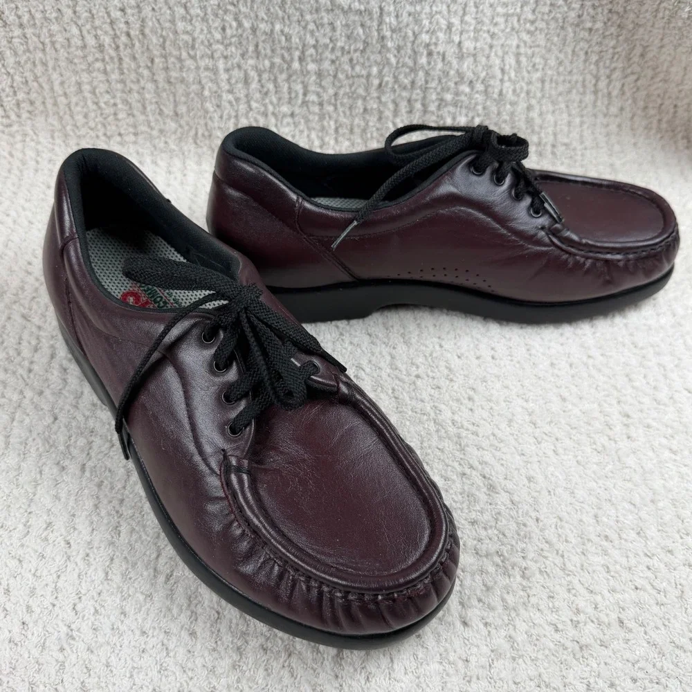 SAS Siesta Shoes Women 9W Brown Leather Lace Up Moc Toe Comfort Walking USA Made